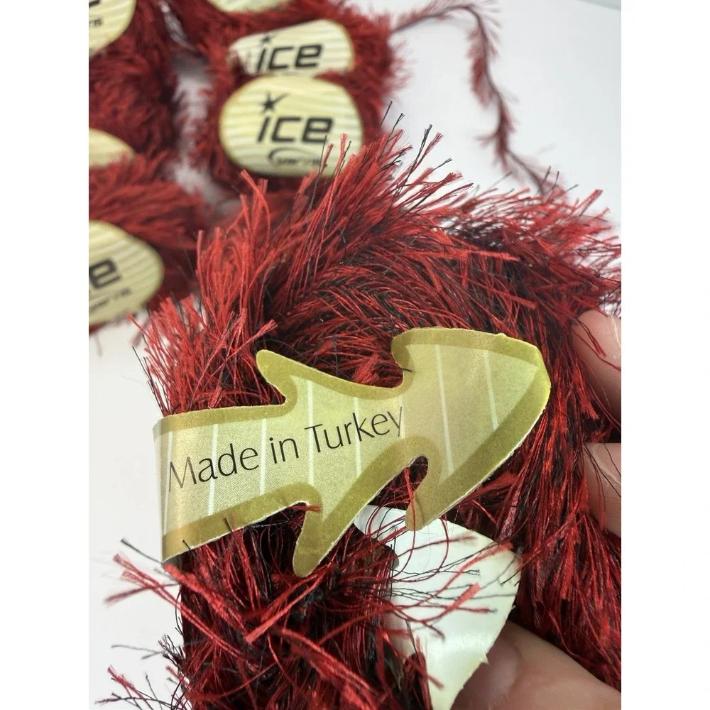 Ice Yarns Eyelash Soft Made in Turkey 50g Each Skeins Lot of 8 Red